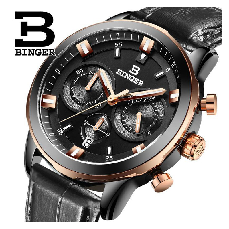 BINGER B-9011-8 MONTRE QUARTZ, DATE AUTO