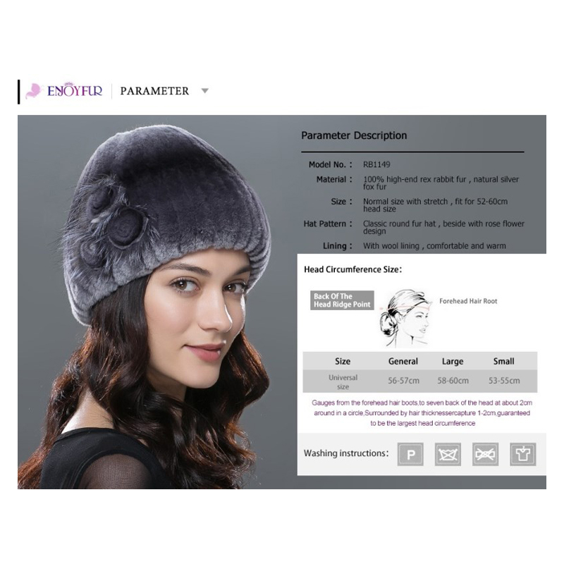 ENJOYFUR RB-1149 BONNET FOURRURE & LAINE