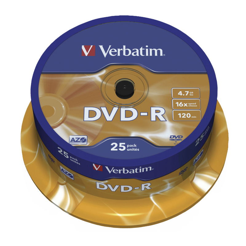 VERBATIM DVD-R 4.7 GB 16X 25 DISQUES
