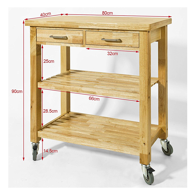 SOBUY FKW24-N DESSERTE EN BOIS D'HEVEA – Image 2