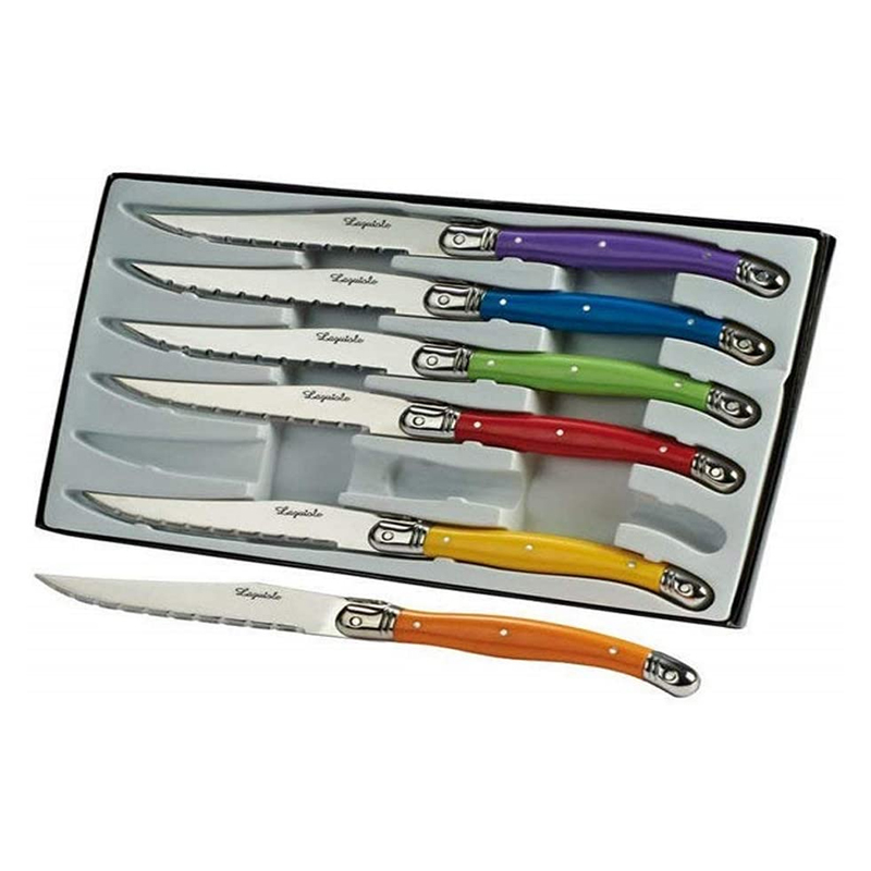 LAGUIOLE BOITE DE 6 COUTEAUX COULEUR PASTEL