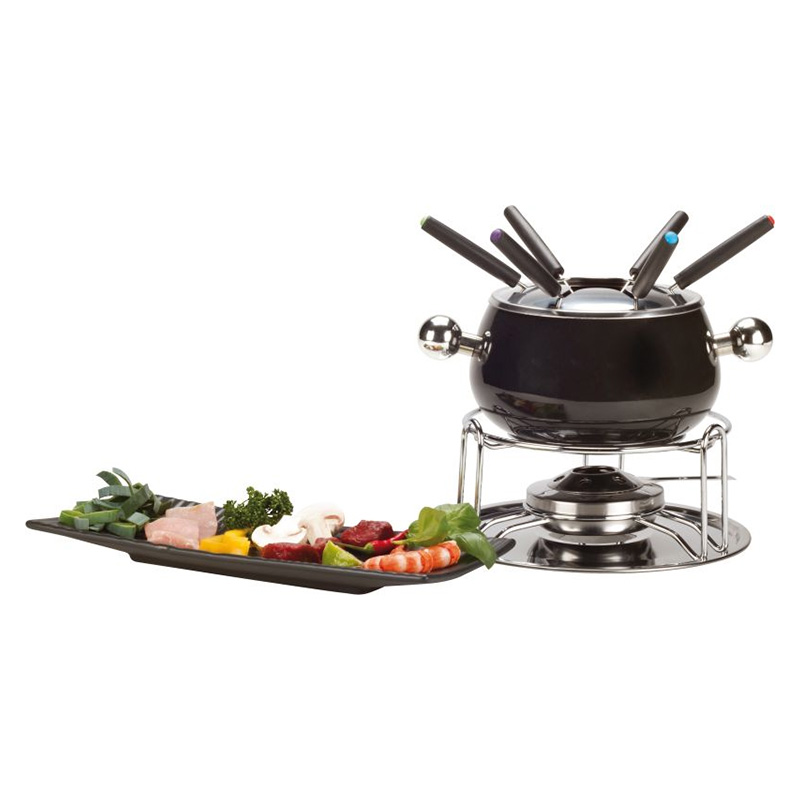 NOUVEL NOUVEAU SET FONDUE NOIR + 6 FOURCHETTES
