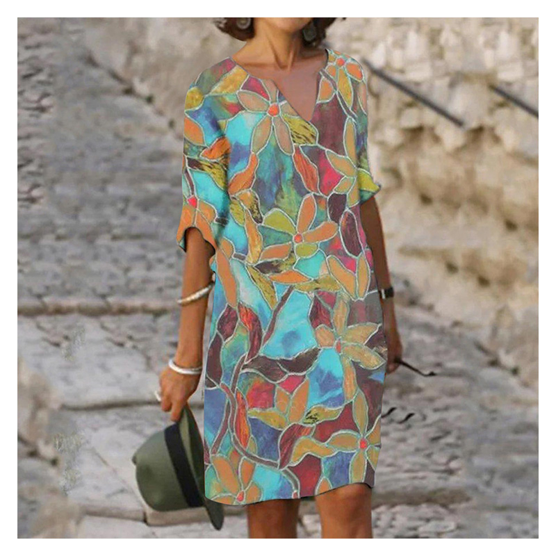 ANNY P-1835 ROBE D'ETE SEXY FLEUR IMPRIME