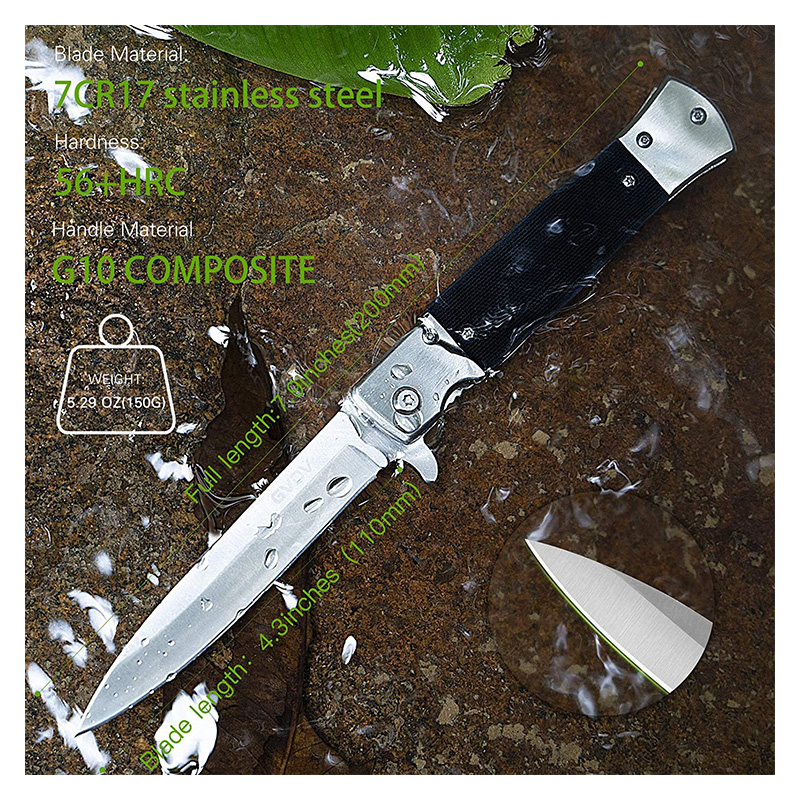 GVDV Couteau de Survie Pliable Poignée G10 – Image 3