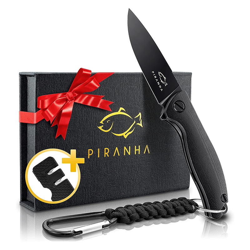 Couteau de Survie Pliant pour l'Extérieur en argent - Outil d'Affûtage