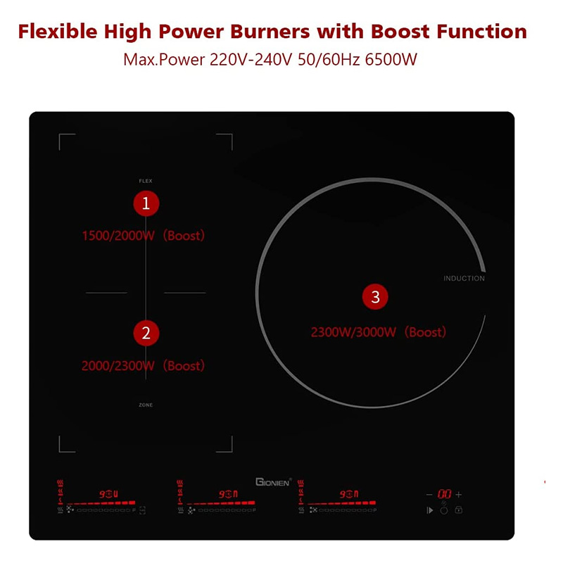 GIONIEN VITRO 3 FEUX FLEXI ZONE 6500 W
