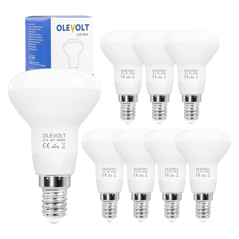 OLEVOLT LOT DE 8 LED 5W E14 R50 BLANC CHAUD