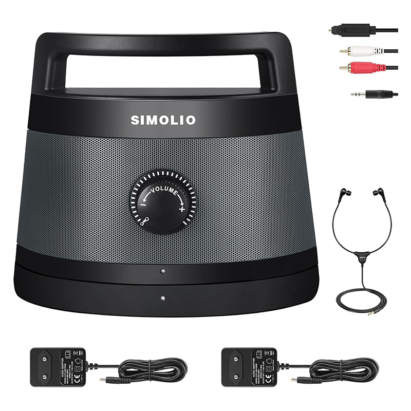 SIMOLIO SM-621D Enceinte TV Portable Smart TV, Enceinte TV Amplifiée sans Fil, Enceinte Télévision sans Volume Excessif, pour Personnes Âgées