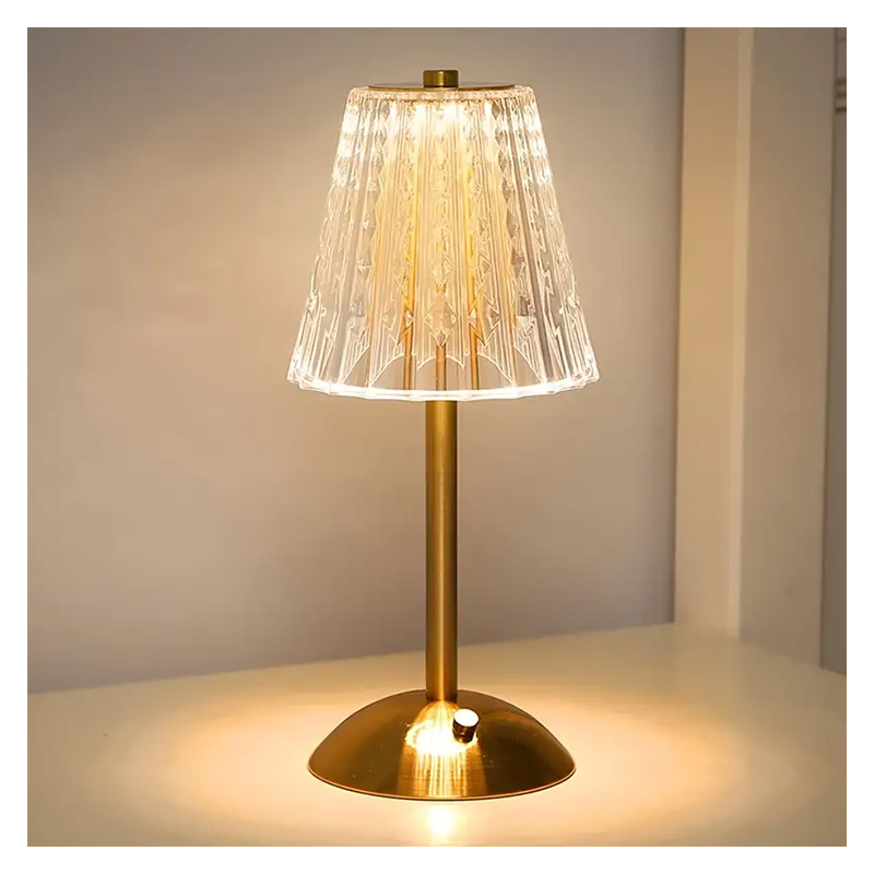 Lampe De Table Décorative En Fin Cristal Nordique, Veilleuse À 3 Couleurs Changeantes Avec Contrôle Tactile, Rechargeable Par USB