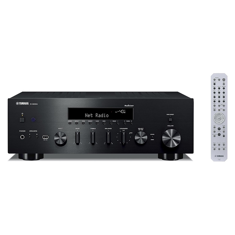 ampli-tuner stéréo, puissance nominale 2 x 80 Watts, puissance musicale 2 x115 Watts maxi, AirPlay 2, contrôlable via App, connexion Ethernet