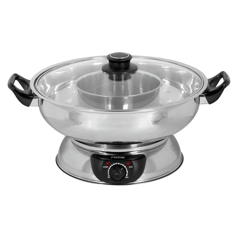 Rotel U1812 CH Pot Mongol Pour les Gourmets de Fondue contenance 2,5 L, 1600 Watts, inclus 6 fourchettes, couvercle en verre