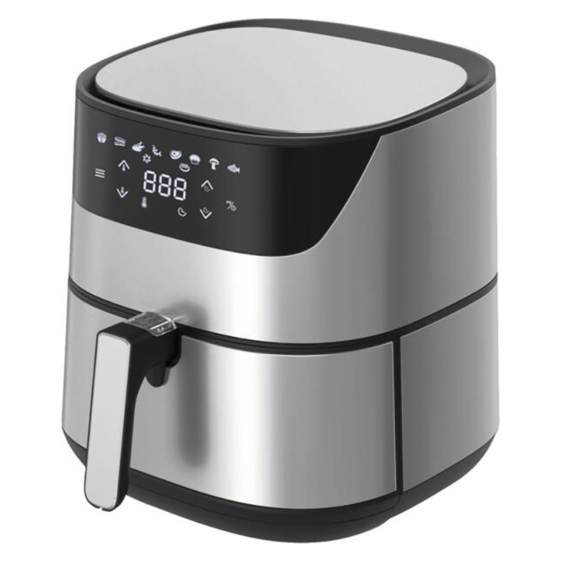 Friteuse air chaud, carré, capacité 5 L, température réglable, minimal: 80°C, maximal: 200°C, timer, 2000 Watts  Arrêt automatique : cuisson précise