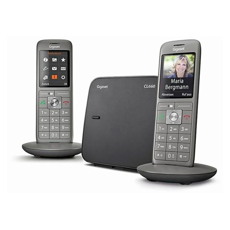 Gigaset Téléphone analogique, basse radiation, sans fil, écran 8-par lignes, alphanumérique, en couleur, graphique, éclairé, dispositif mains libres