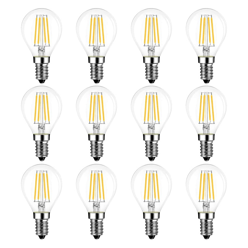 Lvwit 4W Ampoule LED E14 à filament, LED ampoule 470 Lumen, équivalent à  40W, filament LED Rétro, 2700K blanc chaud, lot de 12